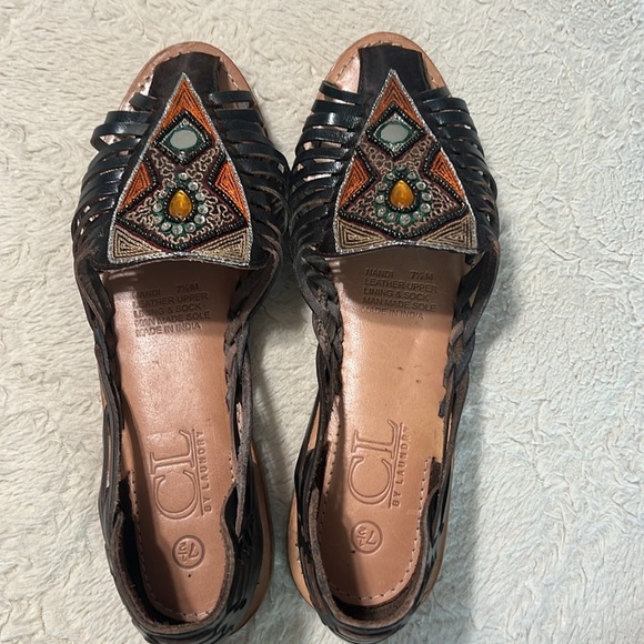 CL by Laundry “Nandi” Leather Huarache Slip-On Flats Sz 7.5 — NWOT - Picture 4 of 9